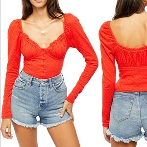 FREE PEOPLE White Lady Bug Longsleeve